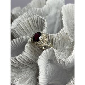 925 Sterling Silver Garnet Ring Size 5